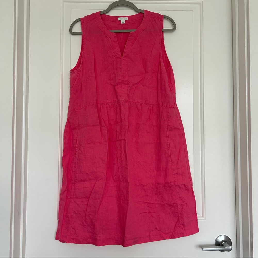 J. Jill Sleeveless Pink Linen Shift Dress, Size Medium Petite